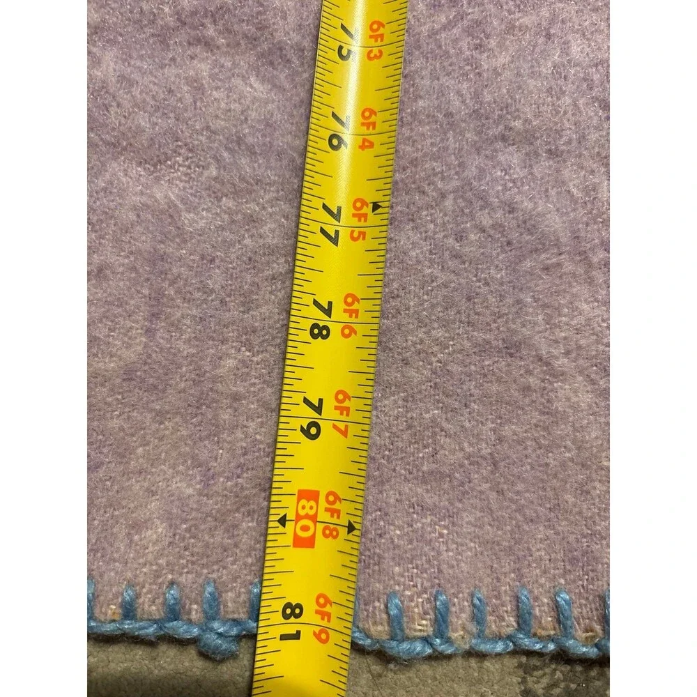 Vintage kenwood wool blanket play camp warm purple yellow cabin